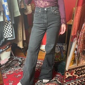 WORN ONCE! Levi High-Waisted Black Flare Jeans